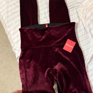 SPANX Velvet Leggings - Deep Burgundy